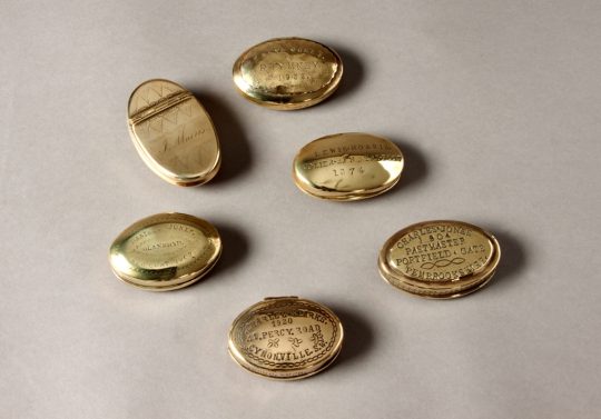 Collection of brass twist boxes Sold