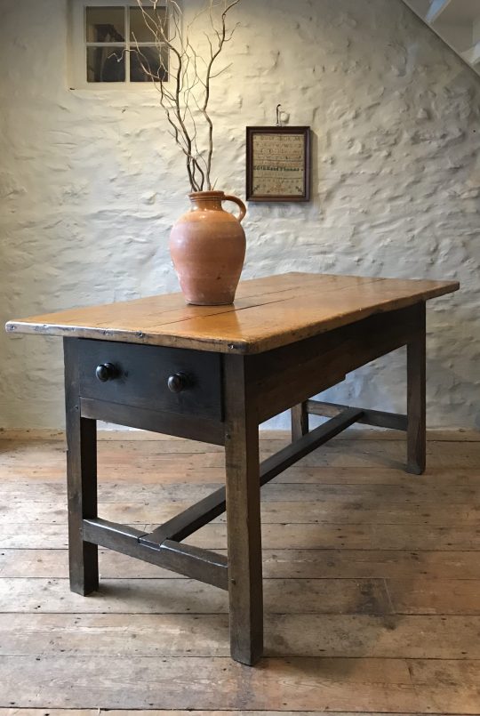Welsh sycamore & oak farmhouse dairy table Sold