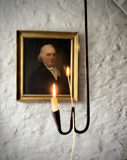 Welsh hanging pendant rushlight & candle holder