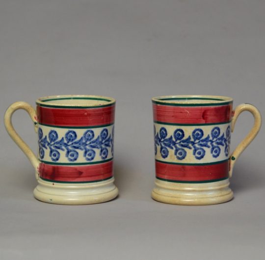 Pair of spongeware mugs Sold