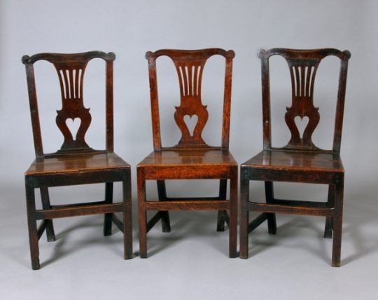 Set of three Welsh oak chairs Sold