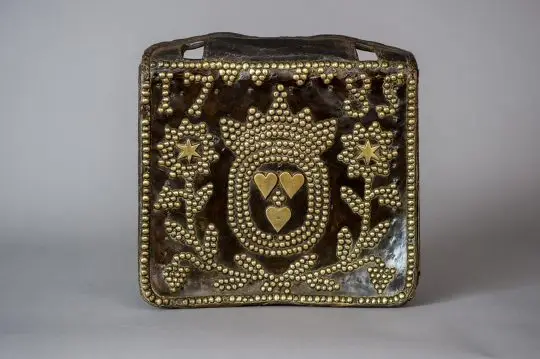 Leather and brass panel Sold